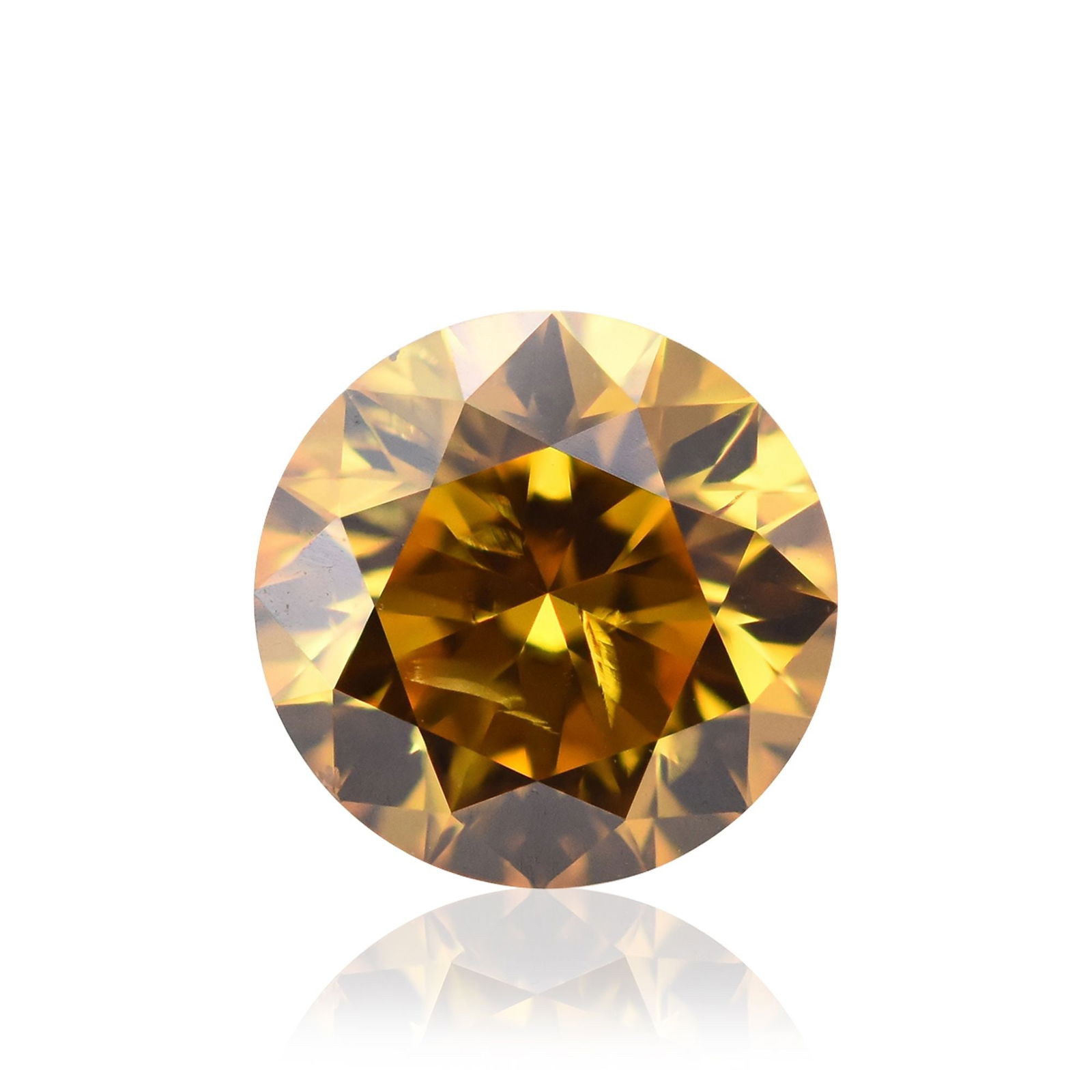 Loose Diamond - ROUND 0.54ct Fancy Vivid Yellow Orange I1: Loose Diamond - ROUND 0.54ct Fancy Vivid Yellow Orange I1 Source: Natural Shape: ROUND Carats: 0.54 Color: Fancy Vivid Yellow Orange Certification: GIA Video: