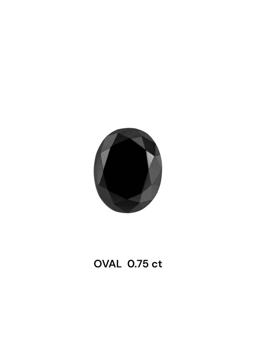 Loose Diamond - OVAL 0.75ct Fancy Black VVS2: Loose Diamond - OVAL 0.75ct Fancy Black VVS2 Source: Natural Shape: OVAL Carats: 0.75 Color: Fancy Black Certification: NONE Video:
