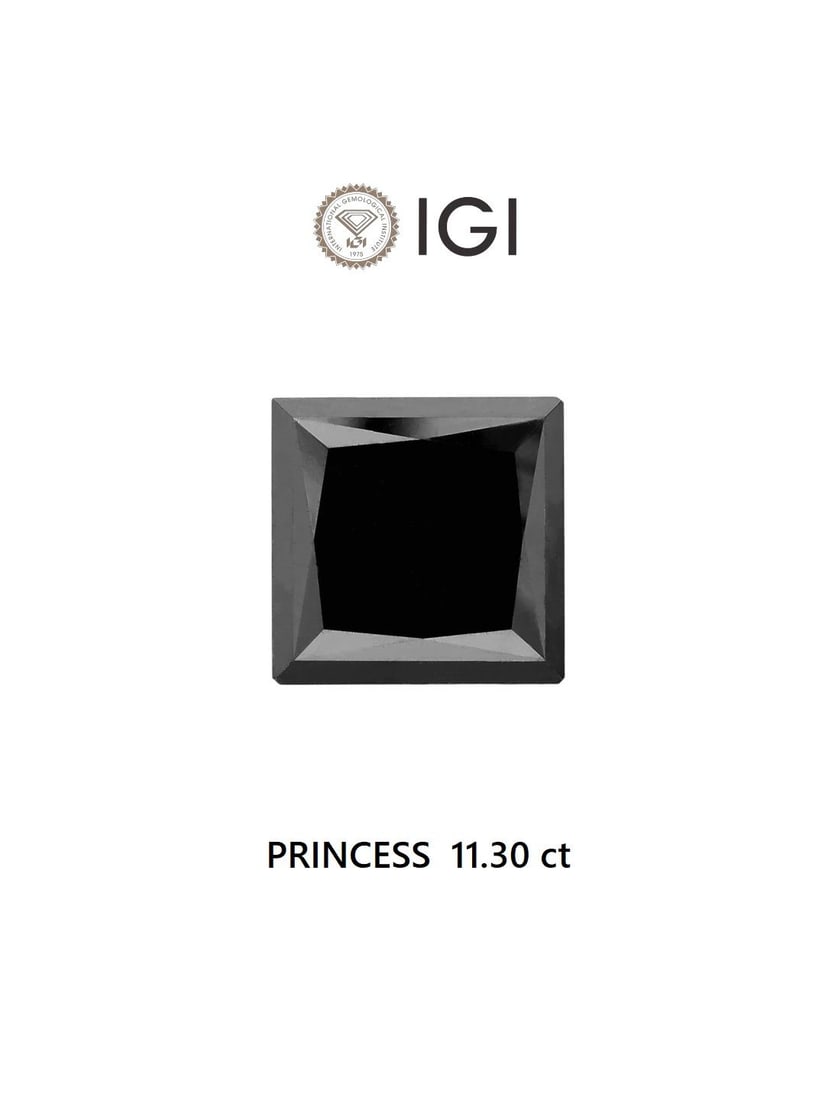 Loose Diamond - PRINCESS 11.3ct Black: Loose Diamond - PRINCESS 11.3ct Black Source: Natural Shape: PRINCESS Carats: 11.3 Color: Black Certification: IGI Video: