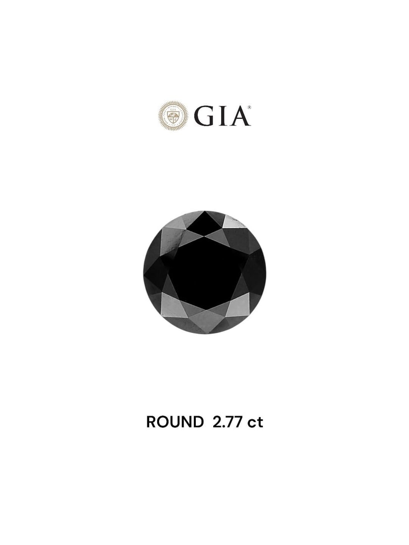 Loose Diamond - ROUND 2.77ct Fancy Black: Loose Diamond - ROUND 2.77ct Fancy Black Source: Natural Shape: ROUND Carats: 2.77 Color: Fancy Black Certification: IGI Video:
