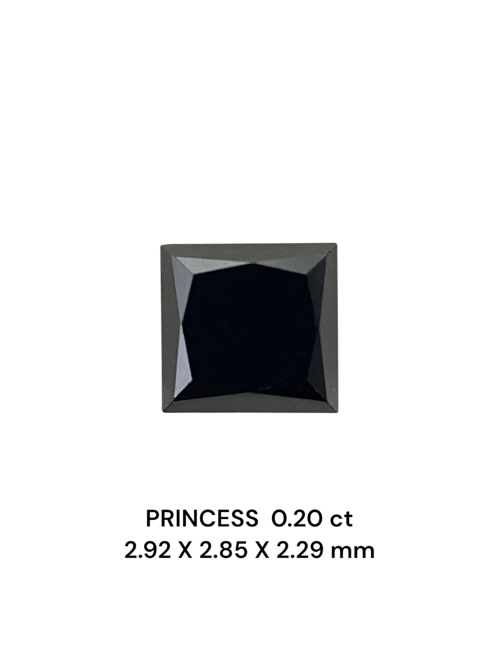 Loose Diamond - PRINCESS 0.2ct Fancy Black VVS2: Loose Diamond - PRINCESS 0.2ct Fancy Black VVS2 Source: Natural Shape: PRINCESS Carats: 0.2 Color: Fancy Black Certification: NONE The Diamond Depot Guarantee: All items in this auction are guaranteed