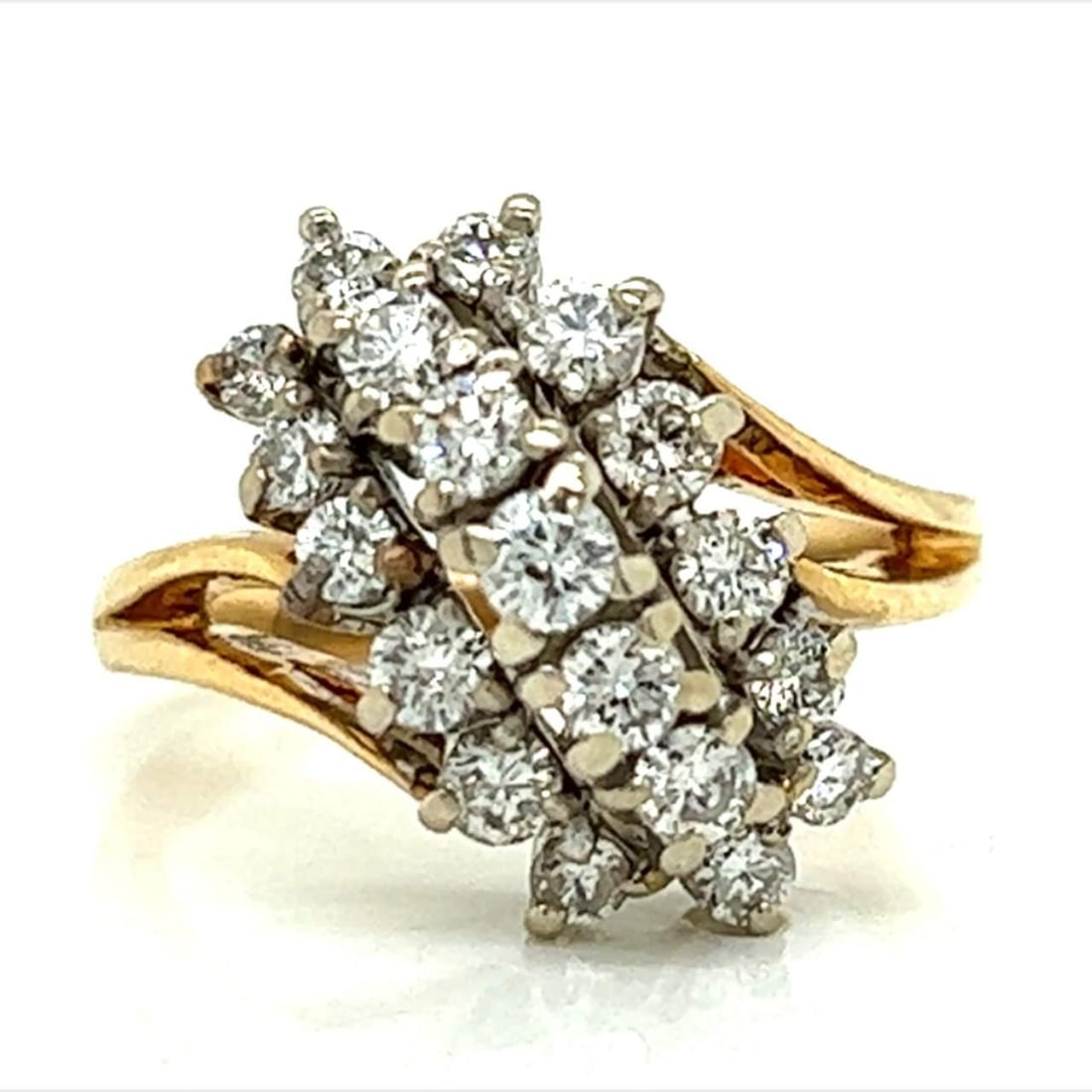 Stunning 14K Yellow Gold 1.10 Ct Diamond Ring with 19 Diamonds (1 of 4)
