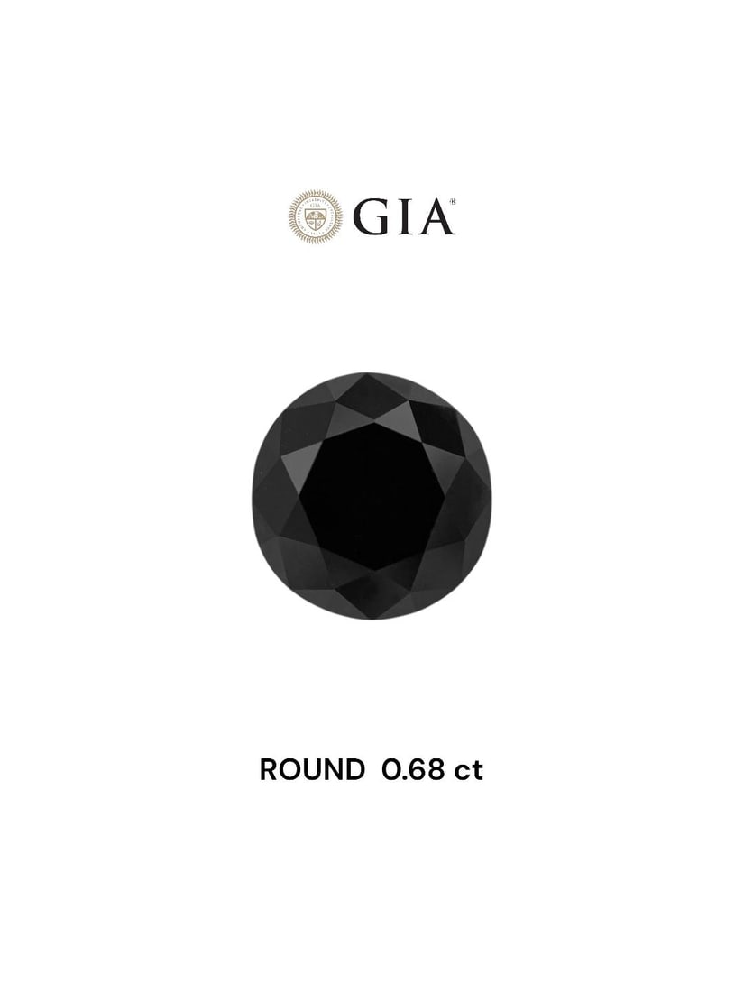 Loose Diamond - ROUND 0.68ct Fancy Black VVS2: Loose Diamond - ROUND 0.68ct Fancy Black VVS2 Source: Natural Shape: ROUND Carats: 0.68 Color: Fancy Black Certification: GIA Video: