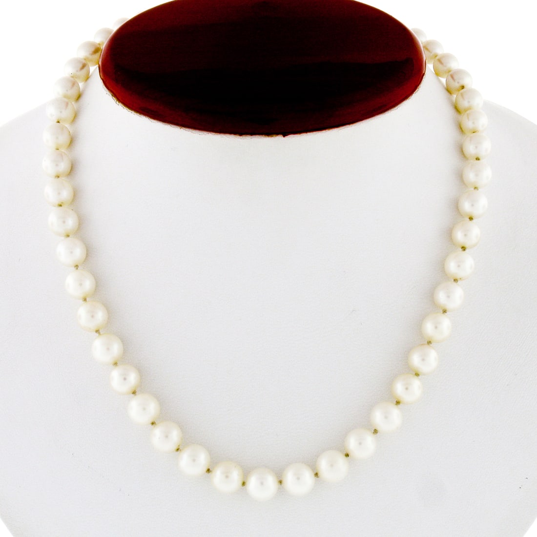 Vintage 16 Inch Cultured Pearl Necklace 7.0 to 7.5mm w/ 14K Yellow Gold Clasp (1 of 5)