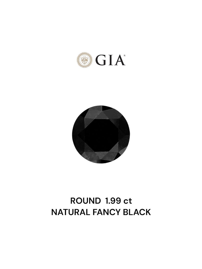 Loose Diamond - ROUND 1.99ct Fancy Black VVS2: Loose Diamond - ROUND 1.99ct Fancy Black VVS2 Source: Natural Shape: ROUND Carats: 1.99 Color: Fancy Black Certification: GIA Video: