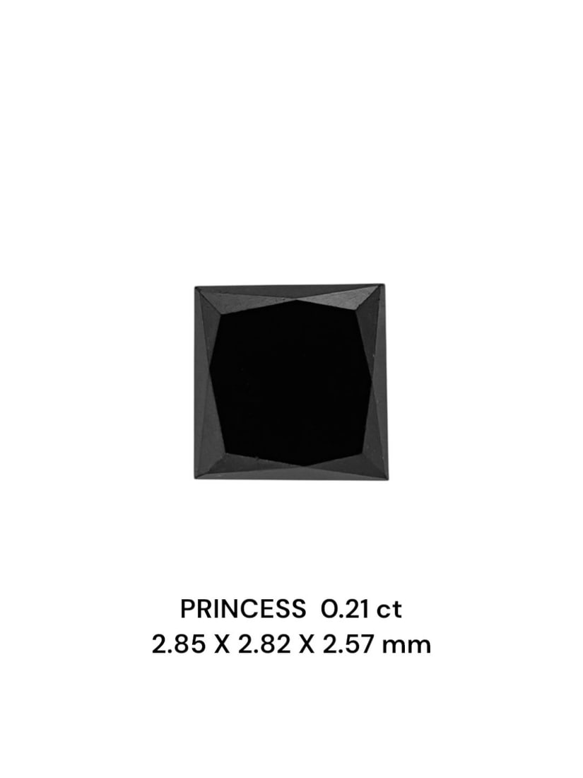 Loose Diamond - PRINCESS 0.21ct Fancy Black VVS2: Loose Diamond - PRINCESS 0.21ct Fancy Black VVS2 Source: Natural Shape: PRINCESS Carats: 0.21 Color: Fancy Black Certification: NONE The Diamond Depot Guarantee: All items in this auction are guarante