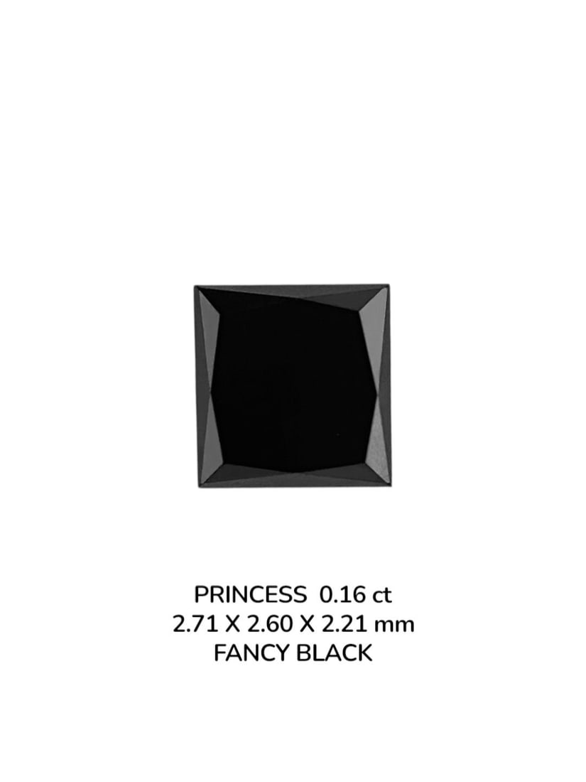 Loose Diamond - PRINCESS 0.16ct Fancy Black VVS2: Loose Diamond - PRINCESS 0.16ct Fancy Black VVS2 Source: Natural Shape: PRINCESS Carats: 0.16 Color: Fancy Black Certification: NONE The Diamond Depot Guarantee: All items in this auction are guarante