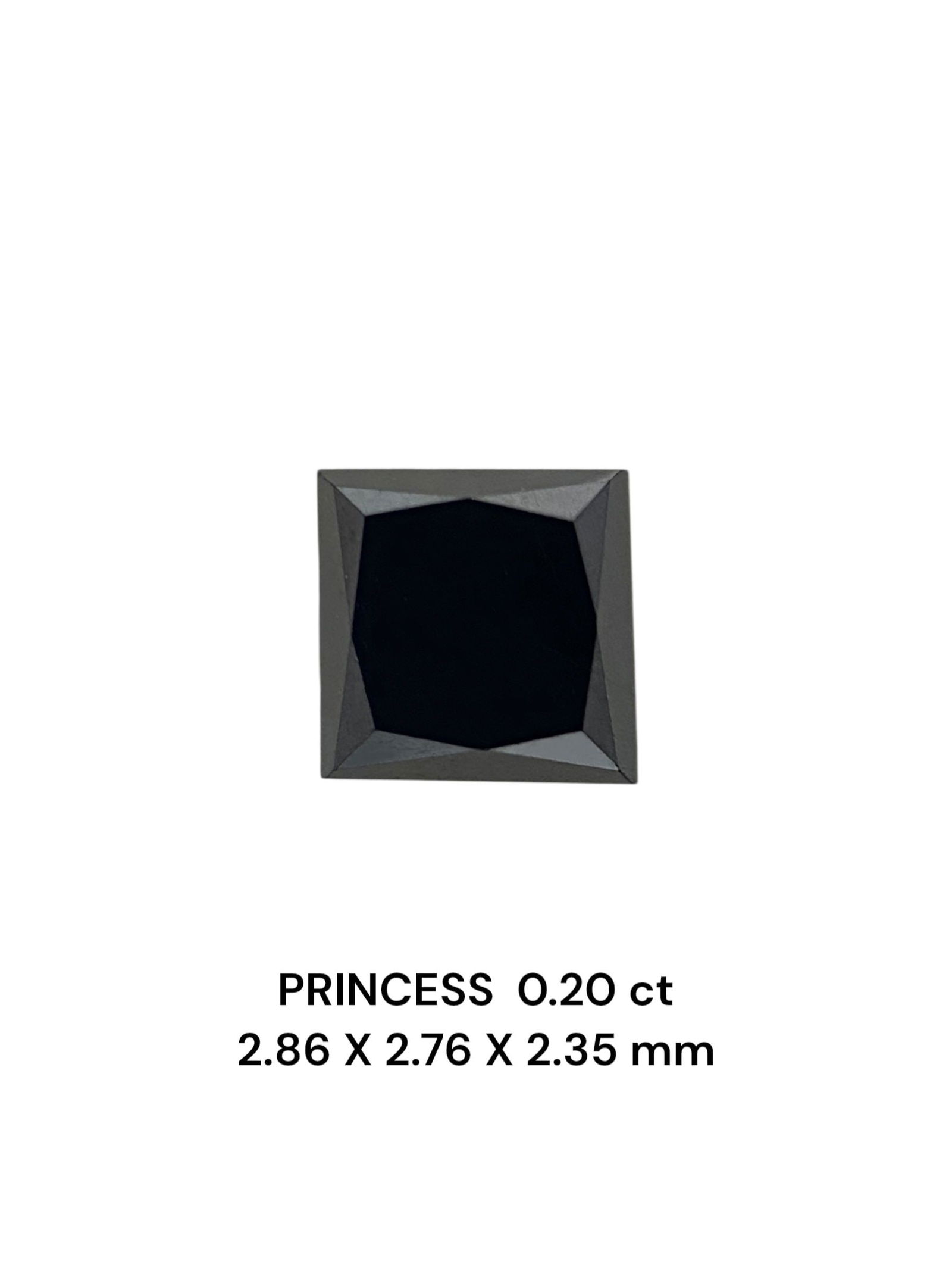 Loose Diamond - PRINCESS 0.2ct Fancy Black VVS2: Loose Diamond - PRINCESS 0.2ct Fancy Black VVS2 Source: Natural Shape: PRINCESS Carats: 0.2 Color: Fancy Black Certification: NONE The Diamond Depot Guarantee: All items in this auction are guaranteed