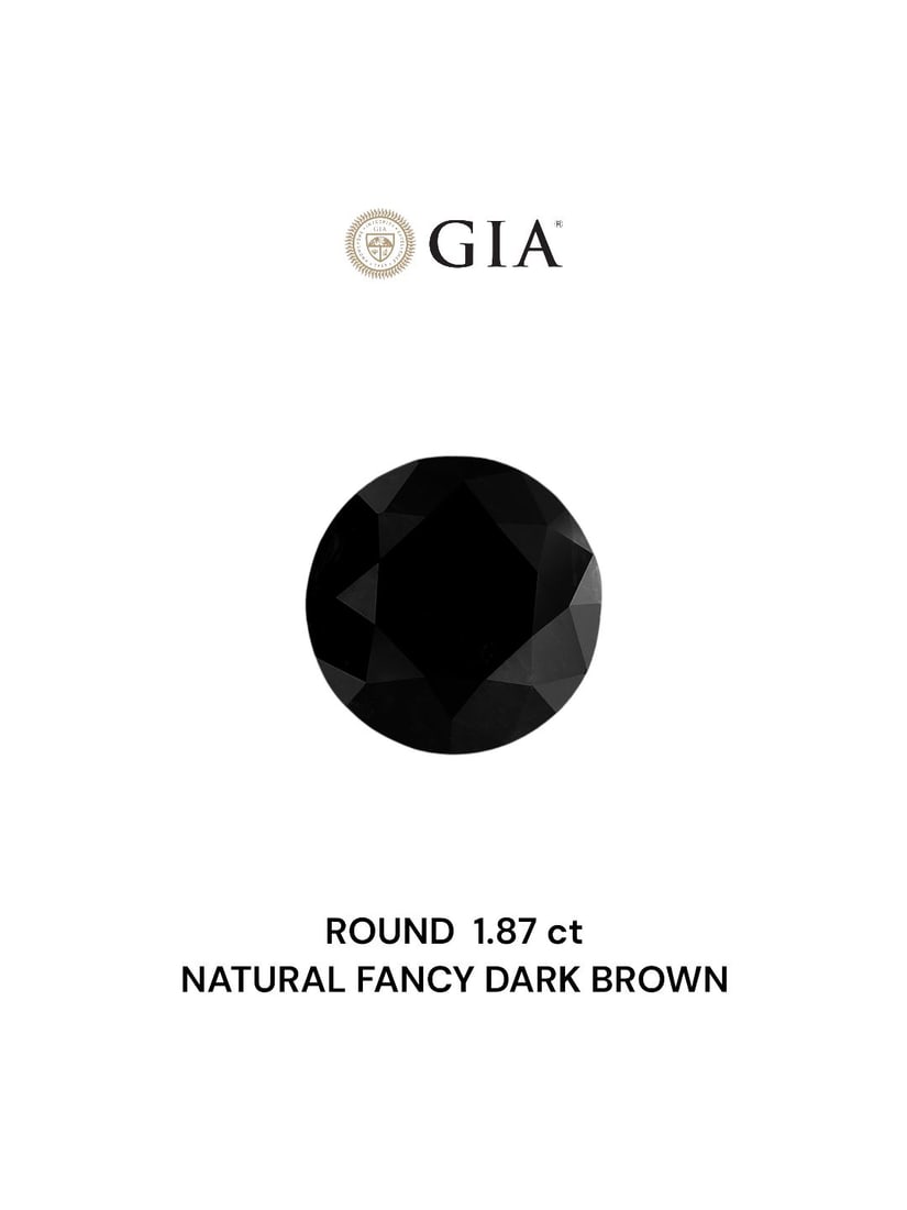 Loose Diamond - ROUND 1.87ct Fancy Dark Brown VVS2: Loose Diamond - ROUND 1.87ct Fancy Dark Brown VVS2 Source: Natural Shape: ROUND Carats: 1.87 Color: Fancy Dark Brown Certification: GIA Video: