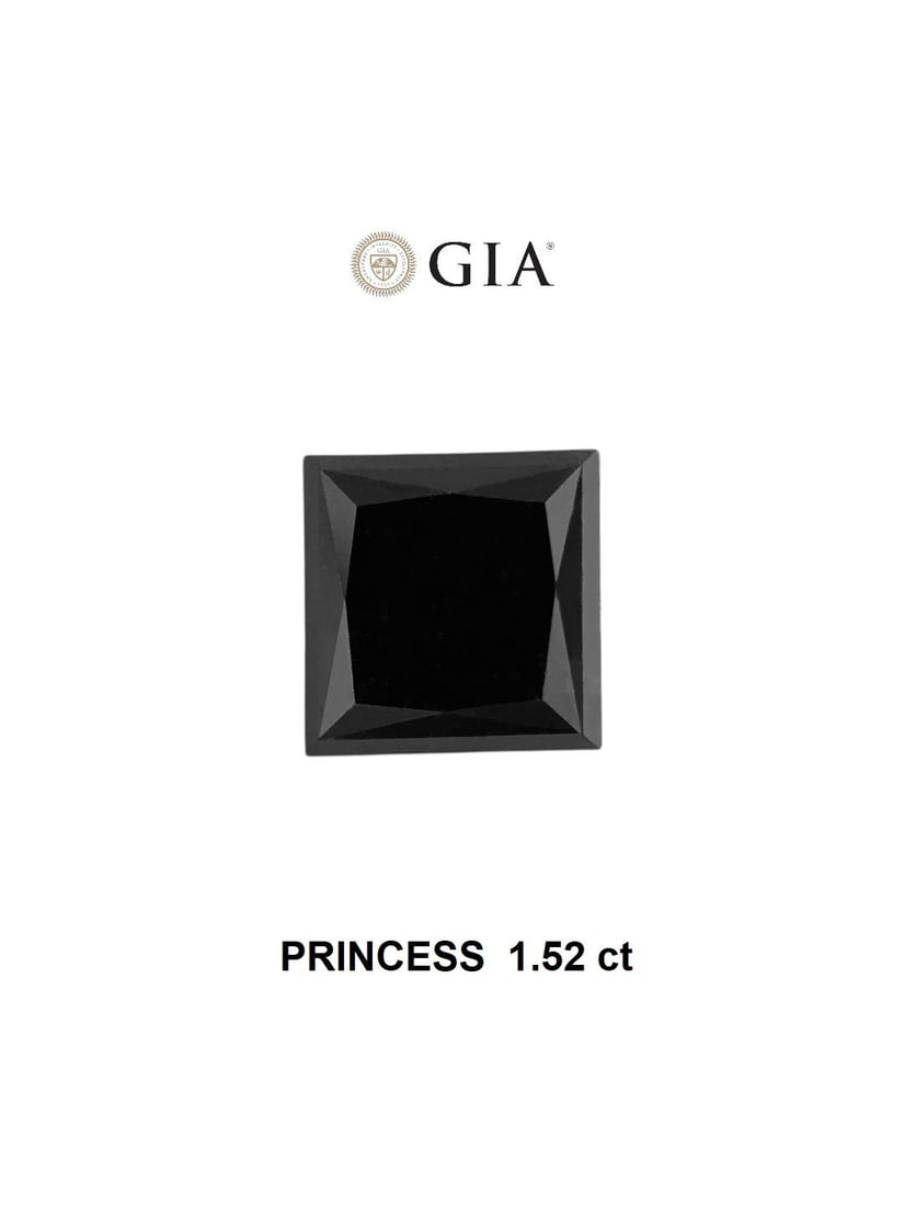 Loose Diamond - PRINCESS 1.52ct Fancy Black VVS2: Loose Diamond - PRINCESS 1.52ct Fancy Black VVS2 Source: Natural Shape: PRINCESS Carats: 1.52 Color: Fancy Black Certification: GIA Video: