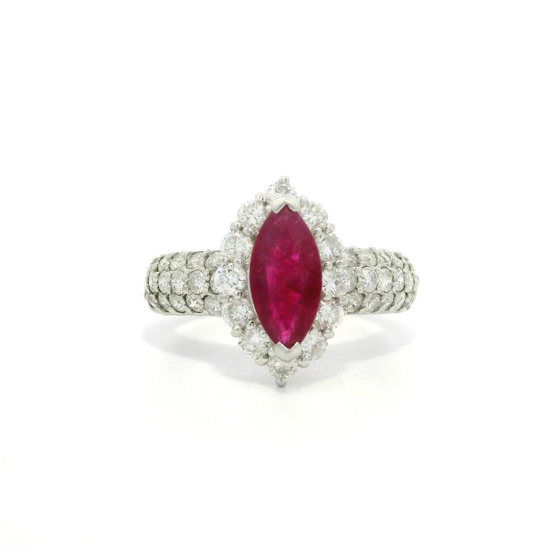 Platinum GIA Certified 2.28ctw Burma Ruby Marquise Diamond Ring (1 of 5)