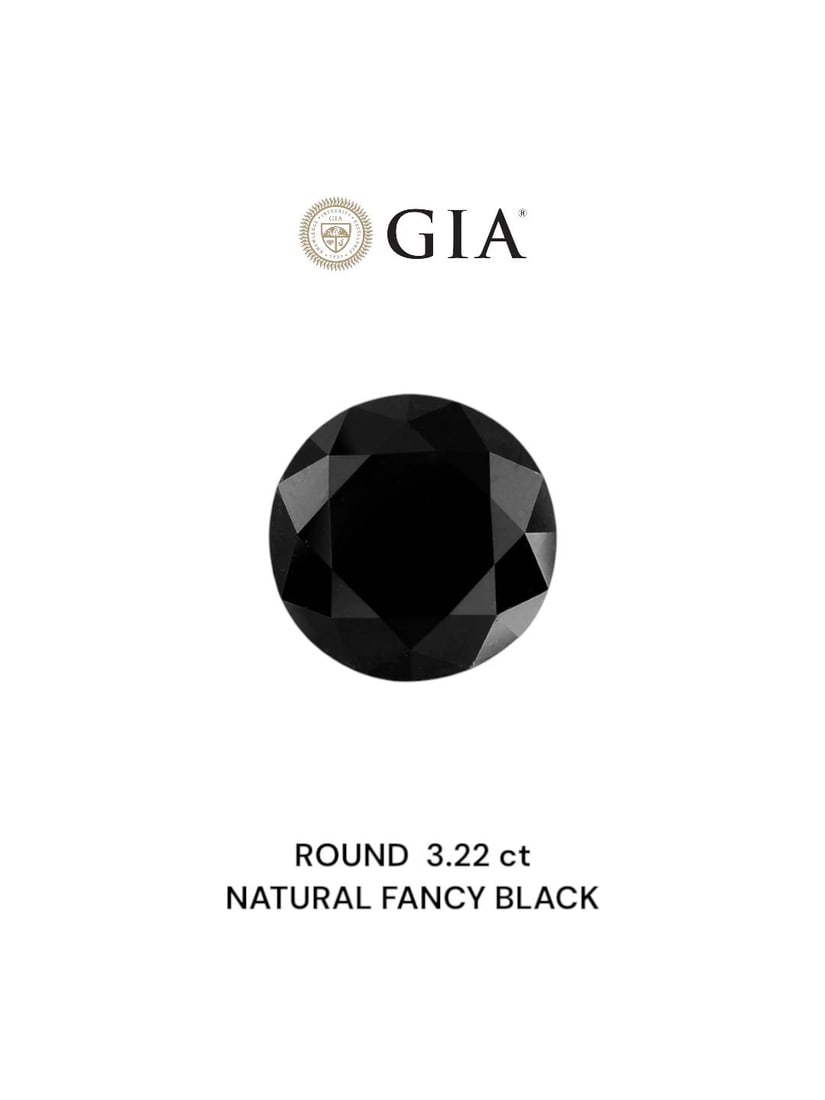 Loose Diamond - ROUND 3.22ct Fancy Black VVS2: Loose Diamond - ROUND 3.22ct Fancy Black VVS2 Source: Natural Shape: ROUND Carats: 3.22 Color: Fancy Black Certification: GIA Video: