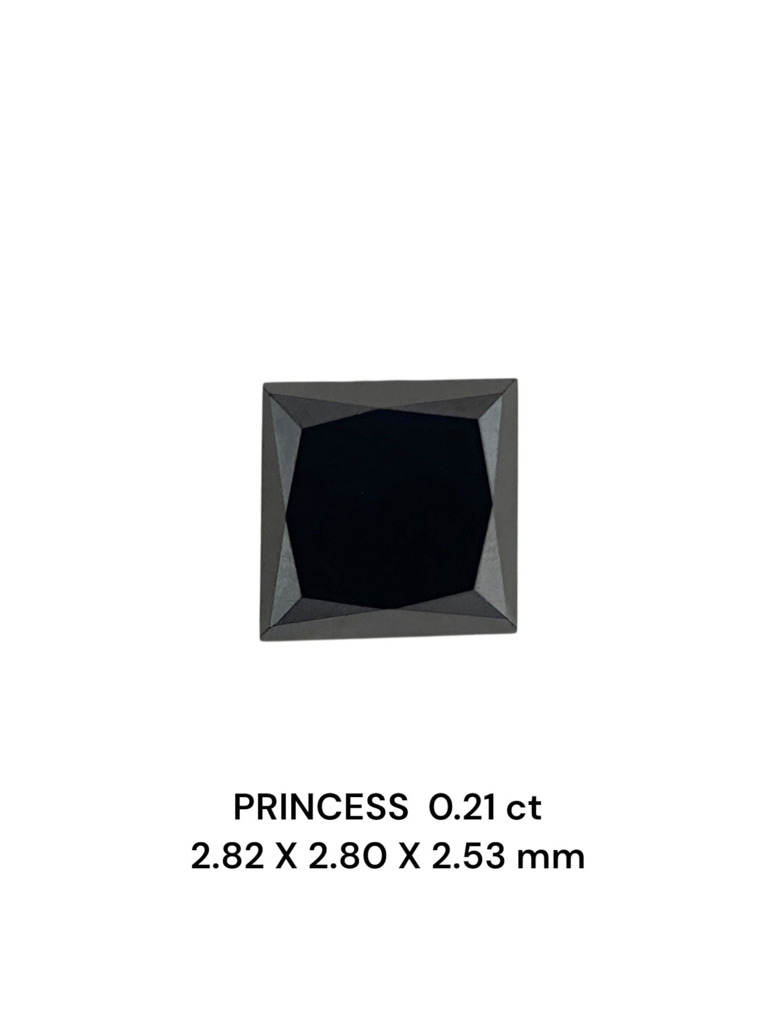 Loose Diamond - PRINCESS 0.21ct Fancy Black VVS2: Loose Diamond - PRINCESS 0.21ct Fancy Black VVS2 Source: Natural Shape: PRINCESS Carats: 0.21 Color: Fancy Black Certification: NONE The Diamond Depot Guarantee: All items in this auction are guarante