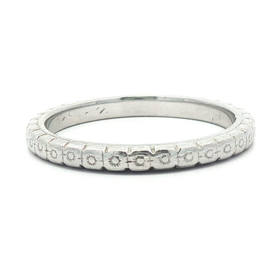 Antique Art Deco Platinum 2mm Floral Eternity Band Ring Size 5.5 (1 of 5)