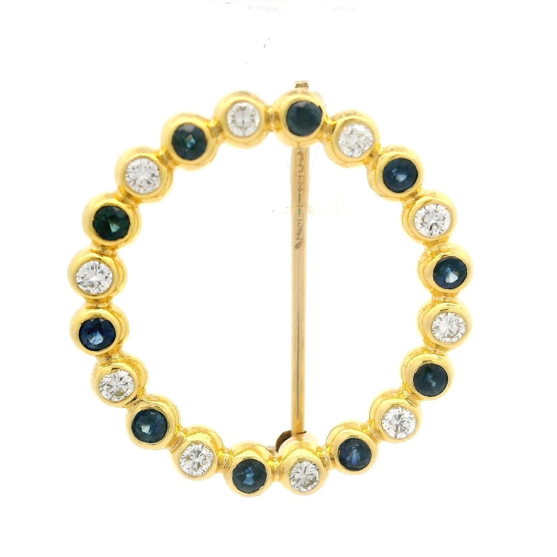 18k Yellow Gold Sapphire Diamond Circle Of Life Brooch (1 of 4)