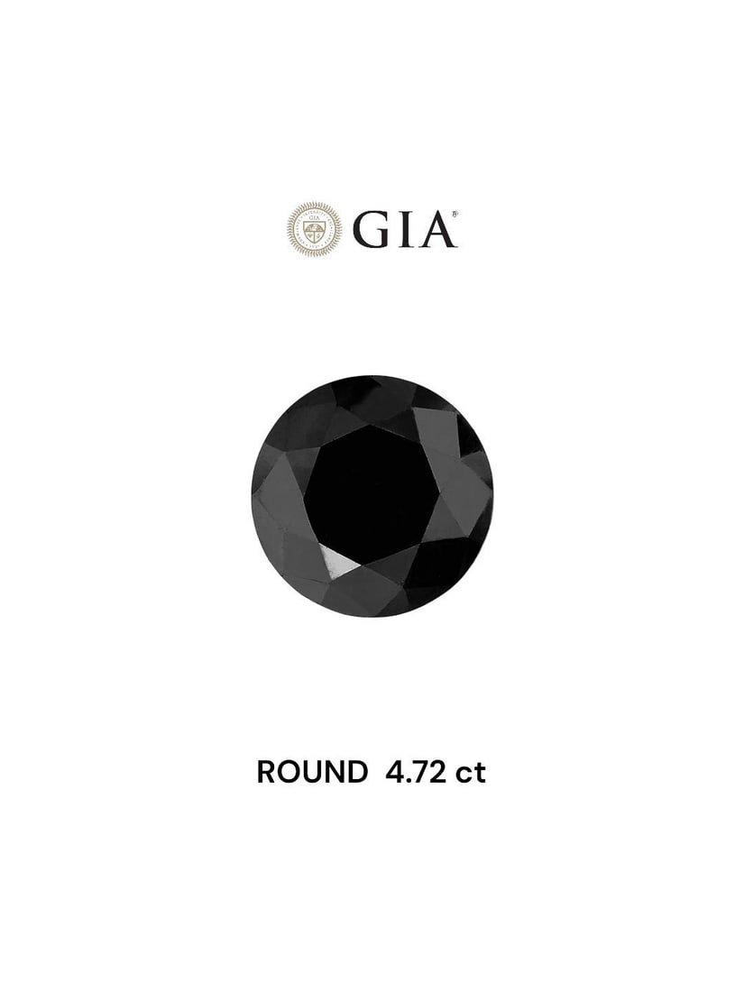 Loose Diamond - ROUND 4.72ct Fancy Black VVS2: Loose Diamond - ROUND 4.72ct Fancy Black VVS2 Source: Natural Shape: ROUND Carats: 4.72 Color: Fancy Black Certification: GIA Video: