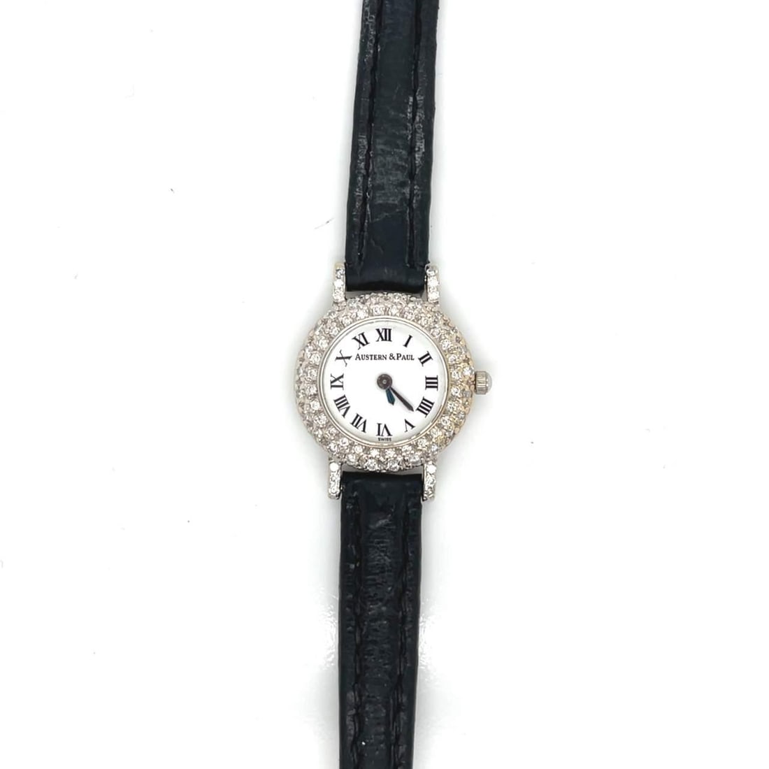 AUSTERN & PAUL 18K White Gold Diamond Watch 64 Diamonds 1.60 Ct (1 of 5)