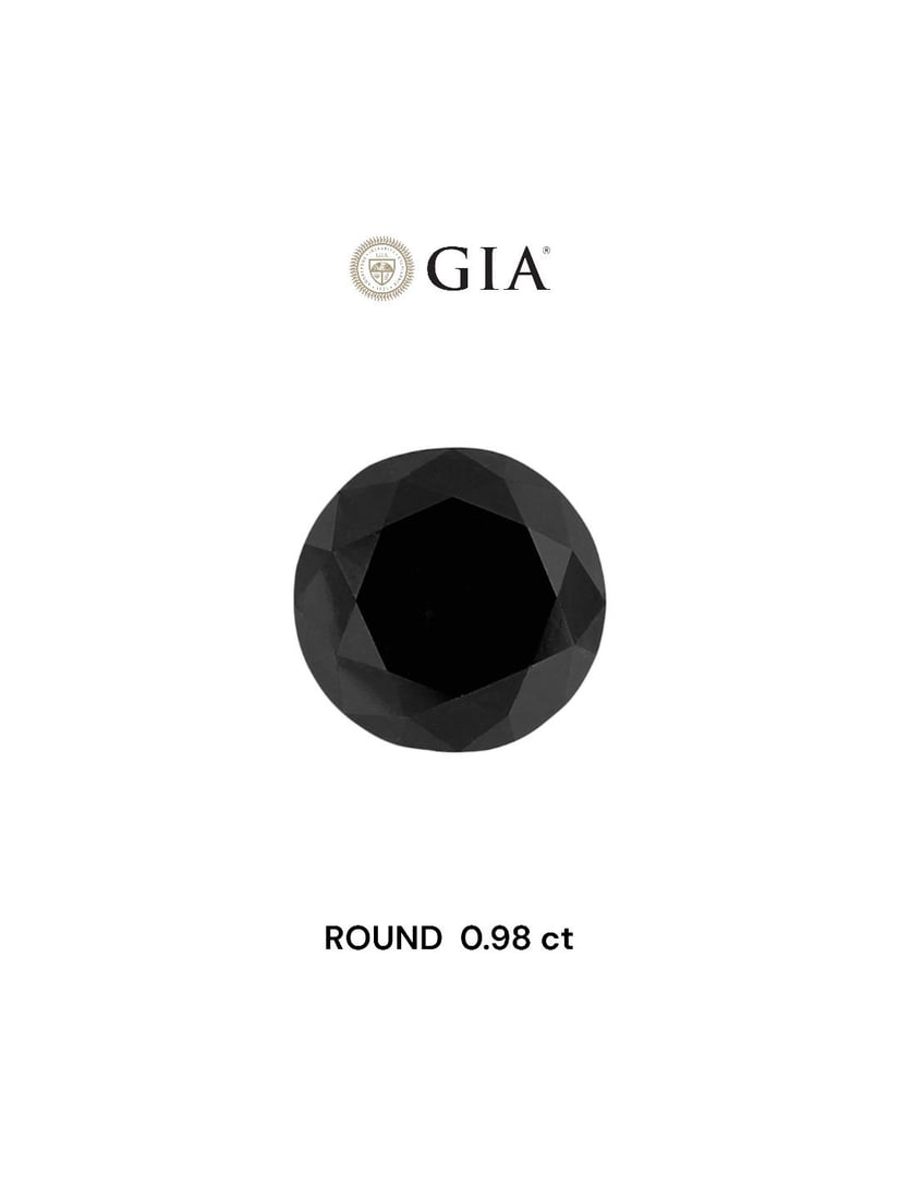 Loose Diamond - ROUND 0.98ct Fancy Black VVS2: Loose Diamond - ROUND 0.98ct Fancy Black VVS2 Source: Natural Shape: ROUND Carats: 0.98 Color: Fancy Black Certification: GIA Video: