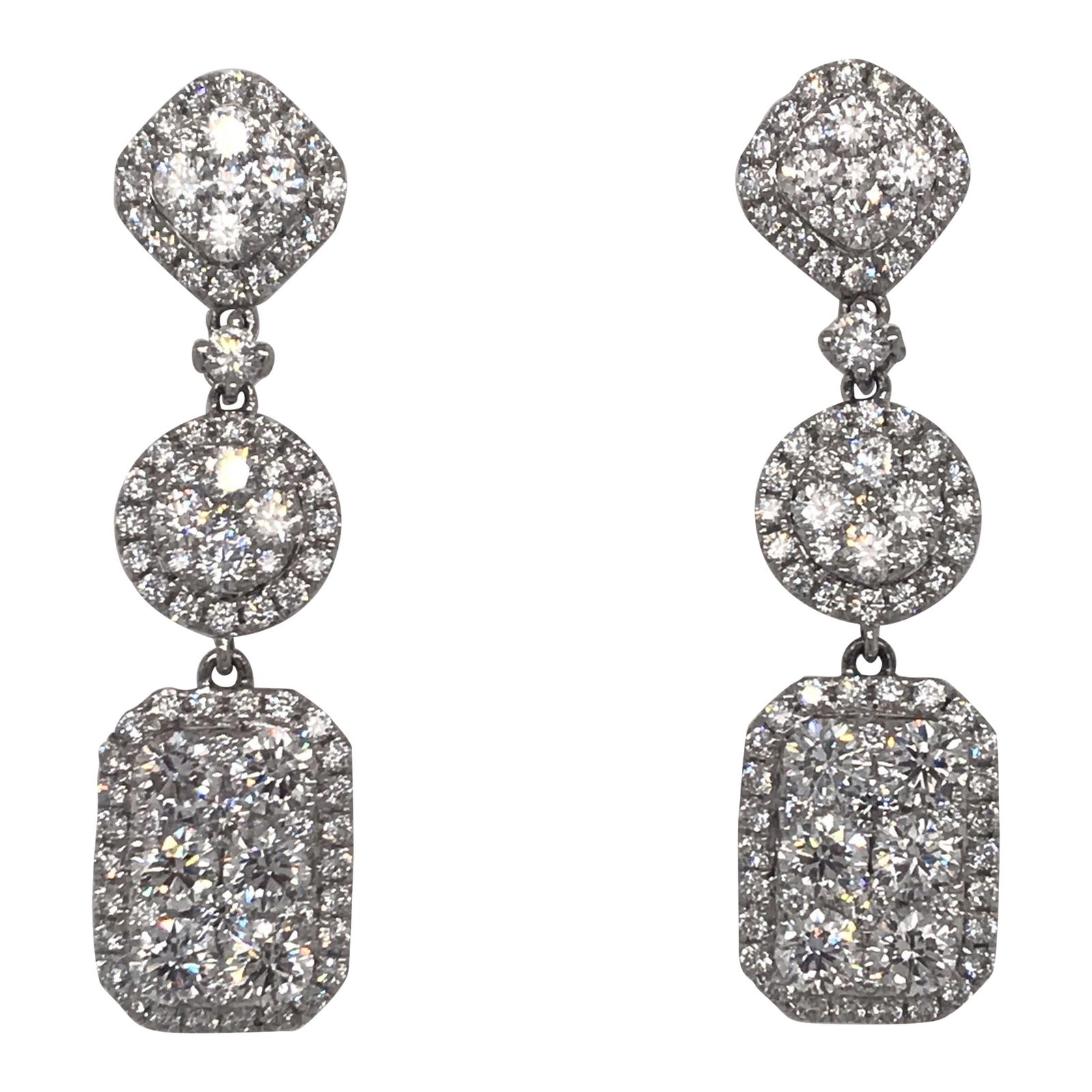 Harbor Diamonds 4.35ct Diamond Drop Earrings in 18K White Gold (1 of 6)