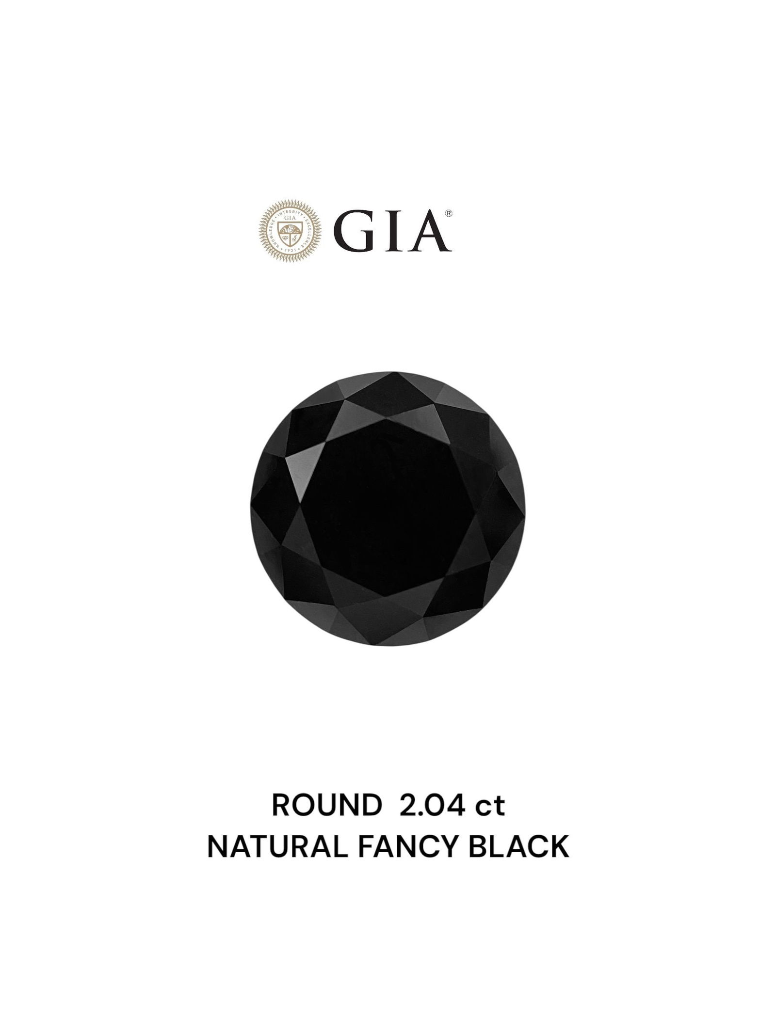 Loose Diamond - ROUND 2.04ct Fancy Black VVS2: Loose Diamond - ROUND 2.04ct Fancy Black VVS2 Source: Natural Shape: ROUND Carats: 2.04 Color: Fancy Black Certification: GIA Video: