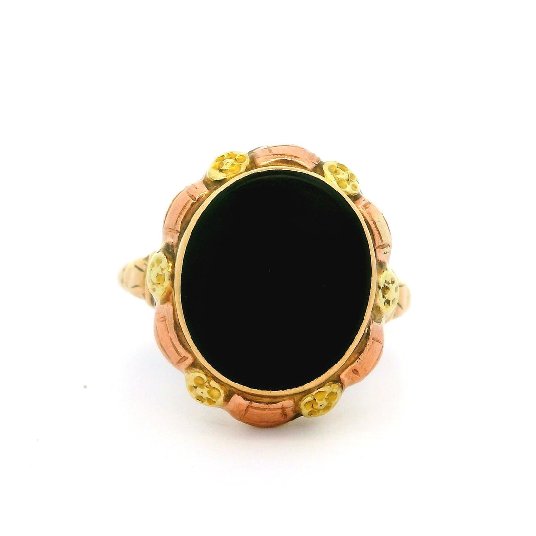 Antique 10k Gold Cocktail Ring with Black Onyx (1 of 4)