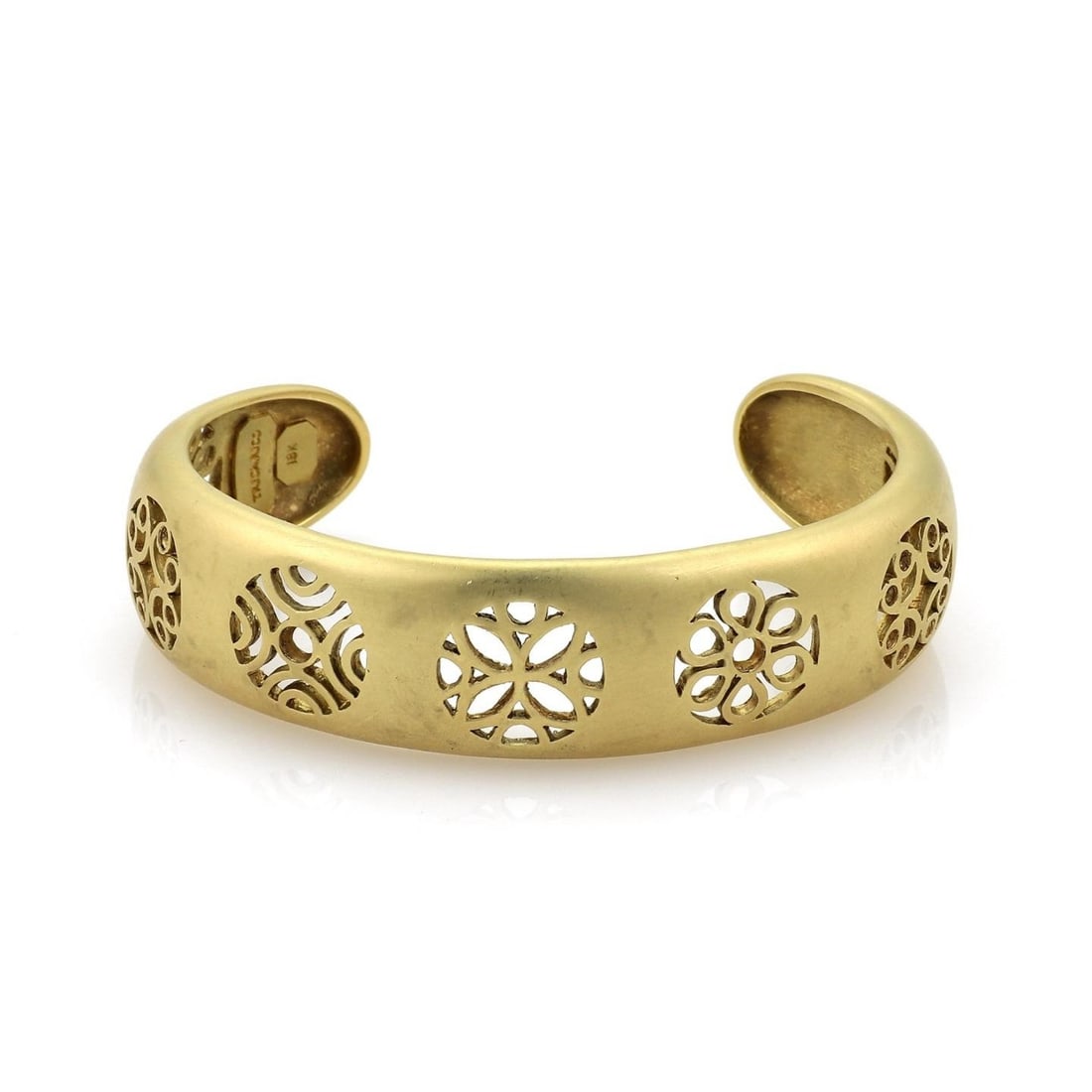 Tricarico 18k Yellow Gold Floral Cuff Bracelet Vintage Design (1 of 4)