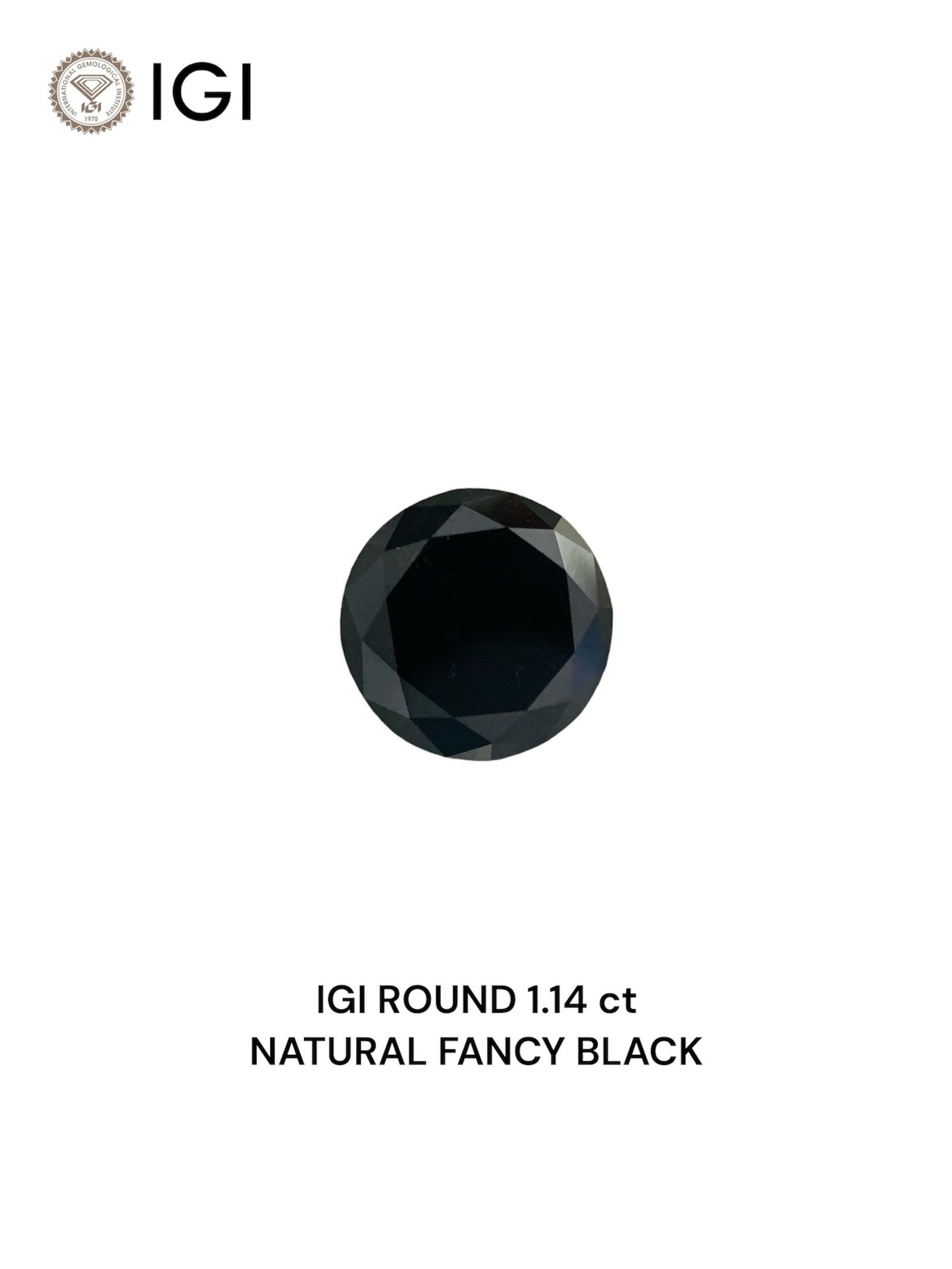 Loose Diamond - ROUND 1.14ct Fancy Black: Loose Diamond - ROUND 1.14ct Fancy Black Source: Natural Shape: ROUND Carats: 1.14 Color: Fancy Black Certification: IGI Video: