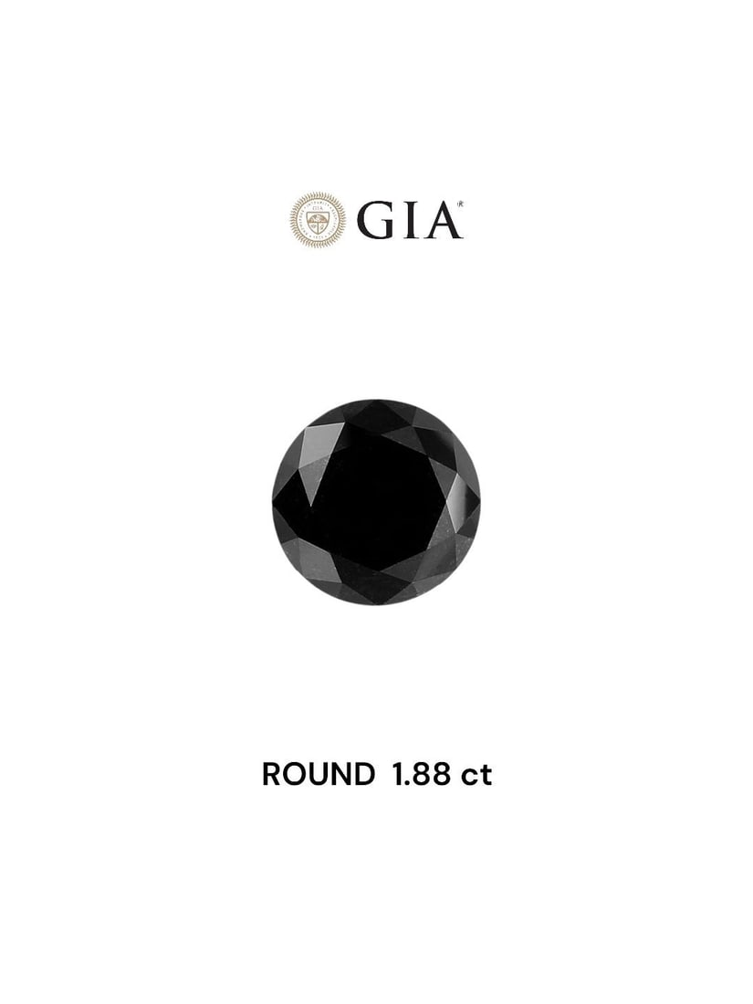 Loose Diamond - ROUND 1.88ct Fancy Black VVS2: Loose Diamond - ROUND 1.88ct Fancy Black VVS2 Source: Natural Shape: ROUND Carats: 1.88 Color: Fancy Black Certification: GIA Video: