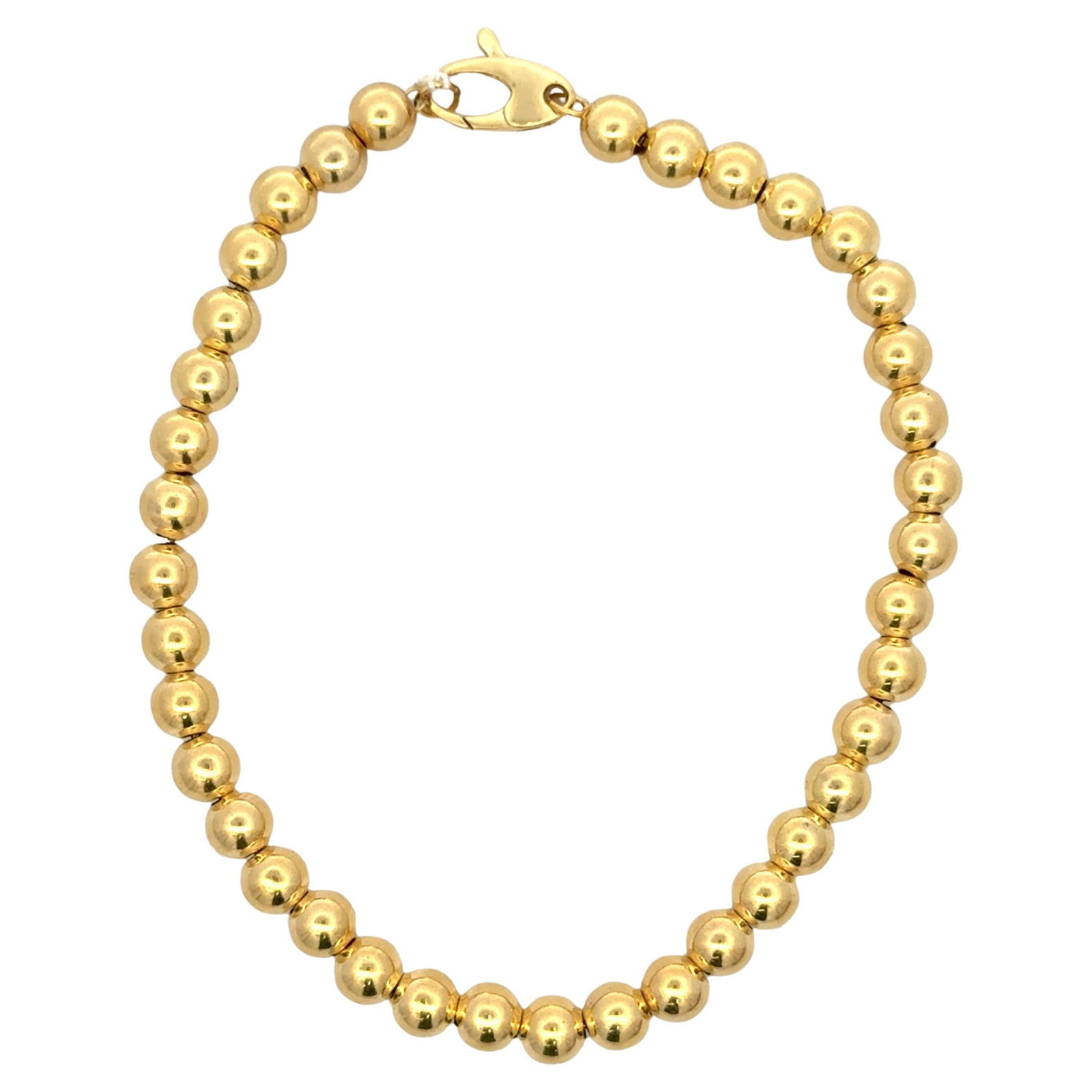 Harbor Diamonds 14K Yellow Gold Beaded Ball Chain Bracelet 5mm 7.5in (1 of 10)