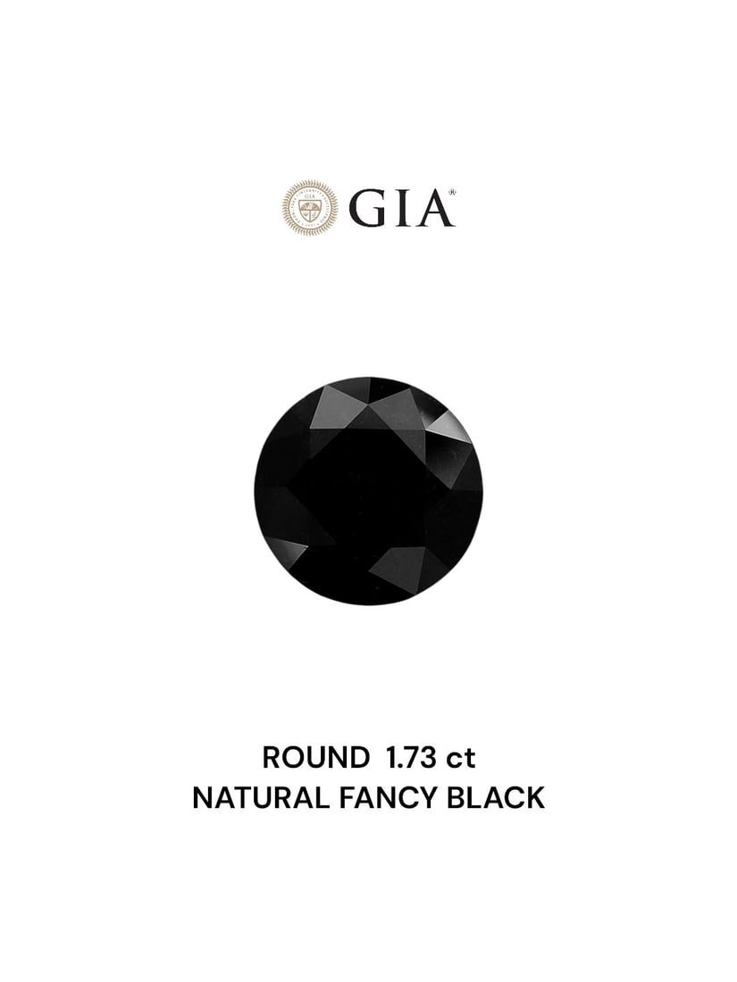 Loose Diamond - ROUND 1.73ct Fancy Black VVS2: Loose Diamond - ROUND 1.73ct Fancy Black VVS2 Source: Natural Shape: ROUND Carats: 1.73 Color: Fancy Black Certification: GIA Video: