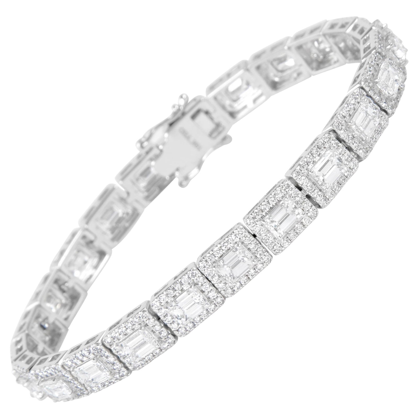 9.49ct Emerald Cut Diamond Tennis Bracelet 18k White Gold (1 of 4)