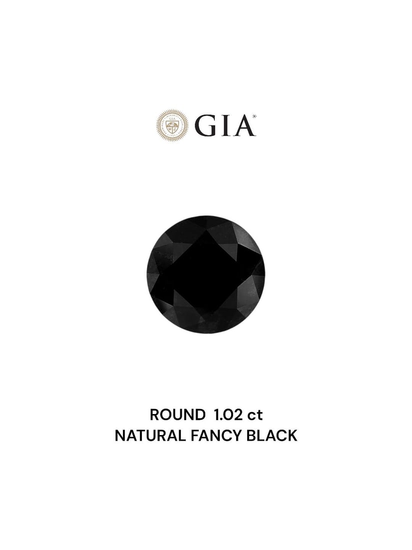 Loose Diamond - ROUND 1.02ct Fancy Black VVS2: Loose Diamond - ROUND 1.02ct Fancy Black VVS2 Source: Natural Shape: ROUND Carats: 1.02 Color: Fancy Black Certification: GIA Video: