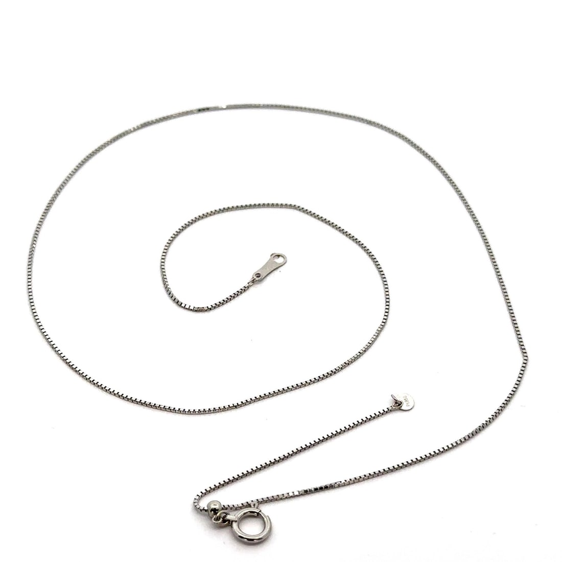 Classic Adjustable 17.5 Inch Solid Platinum Box Link Necklace (1 of 6)