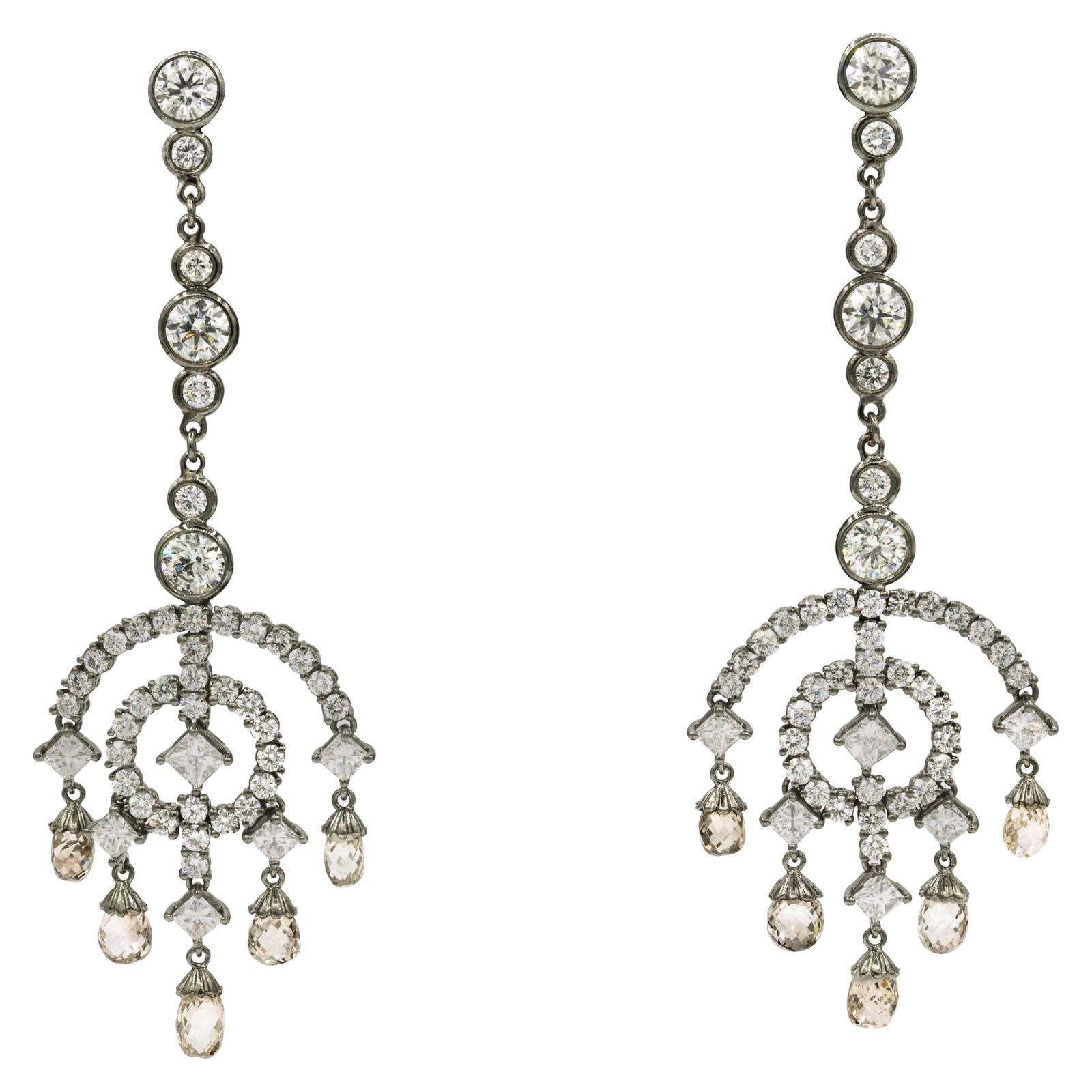 Harbor Diamonds Art Deco Diamond Drop Earrings 12.93ct in 14k White Gold (1 of 10)