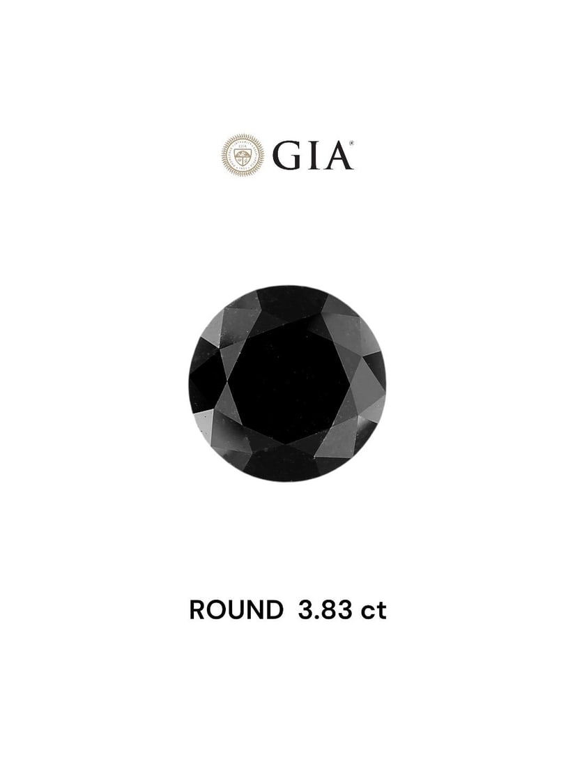 Loose Diamond - ROUND 3.83ct Fancy Black VVS2: Loose Diamond - ROUND 3.83ct Fancy Black VVS2 Source: Natural Shape: ROUND Carats: 3.83 Color: Fancy Black Certification: GIA Video: