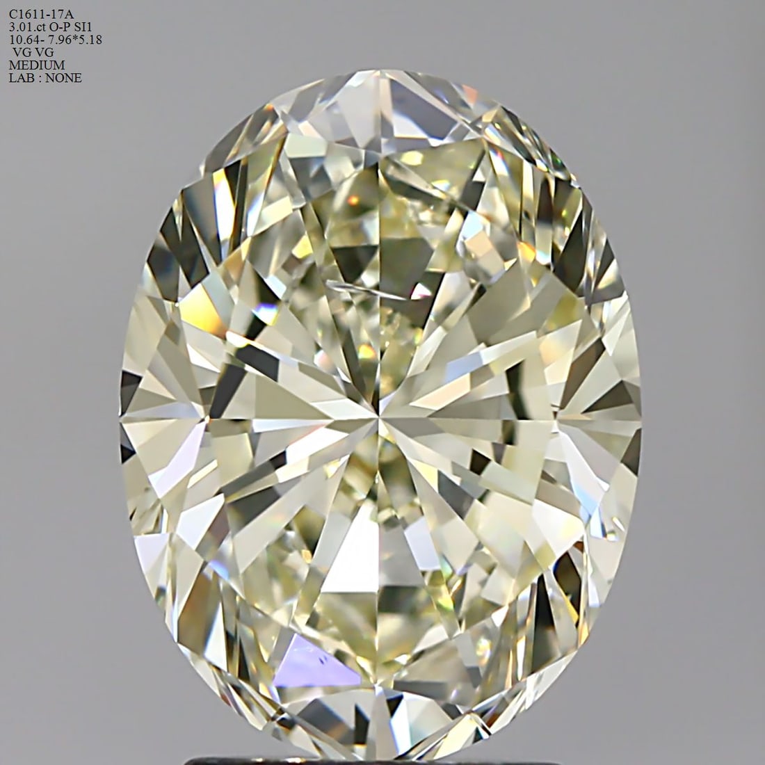 Loose Diamond - OVAL 3.01ct O-P SI1: Loose Diamond - OVAL 3.01ct O-P SI1 Source: Natural Shape: OVAL Carats: 3.01 Color: O-P Certification: NONE Video: