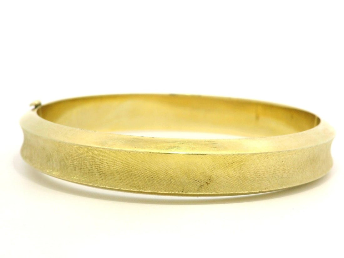 Estate 14k Yellow Gold Hinged Bangle Bracelet Florentine Polished Finish (1 of 14)
