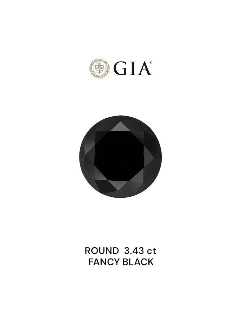 Loose Diamond - ROUND 3.43ct Black: Loose Diamond - ROUND 3.43ct Black Source: Natural Shape: ROUND Carats: 3.43 Color: Black Certification: IGI Video: