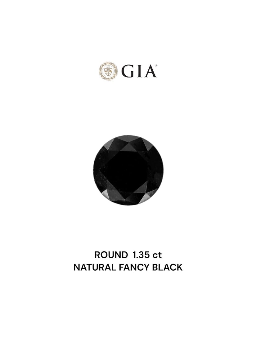 Loose Diamond - ROUND 1.35ct Fancy Black VVS2: Loose Diamond - ROUND 1.35ct Fancy Black VVS2 Source: Natural Shape: ROUND Carats: 1.35 Color: Fancy Black Certification: GIA Video: