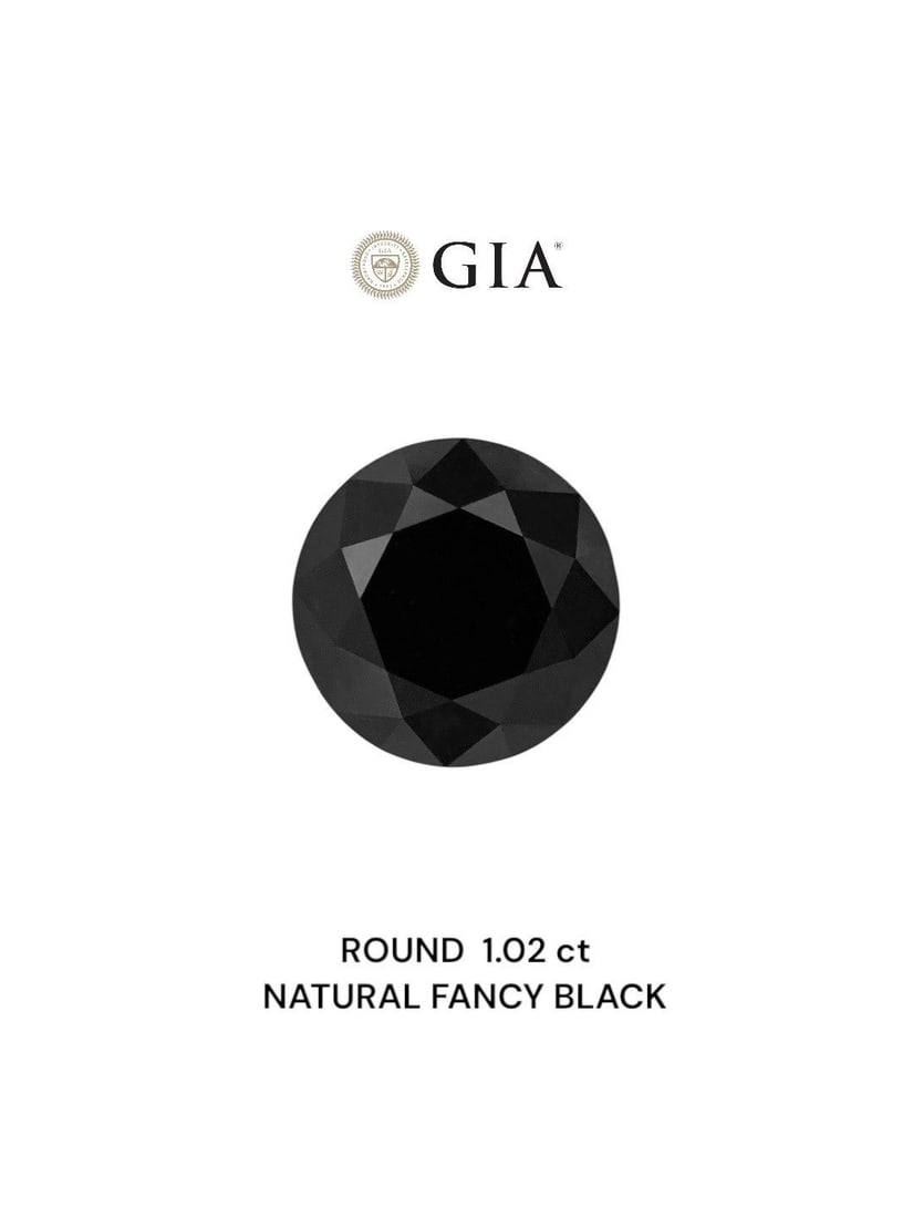 Loose Diamond - ROUND 1.02ct Fancy Black VVS2: Loose Diamond - ROUND 1.02ct Fancy Black VVS2 Source: Natural Shape: ROUND Carats: 1.02 Color: Fancy Black Certification: GIA Video:
