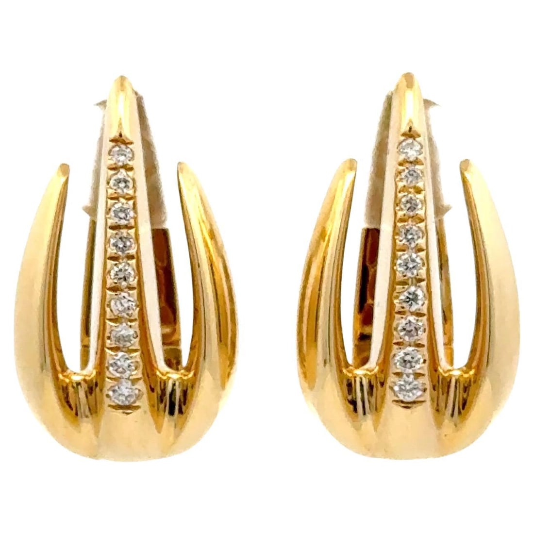 Italian Harbor Diamonds Flame Earrings 0.26 Carats F VS1 18K Yellow Gold (1 of 5)