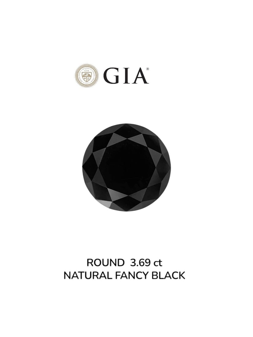 Loose Diamond - ROUND 3.69ct Fancy Black VVS2: Loose Diamond - ROUND 3.69ct Fancy Black VVS2 Source: Natural Shape: ROUND Carats: 3.69 Color: Fancy Black Certification: GIA Video: