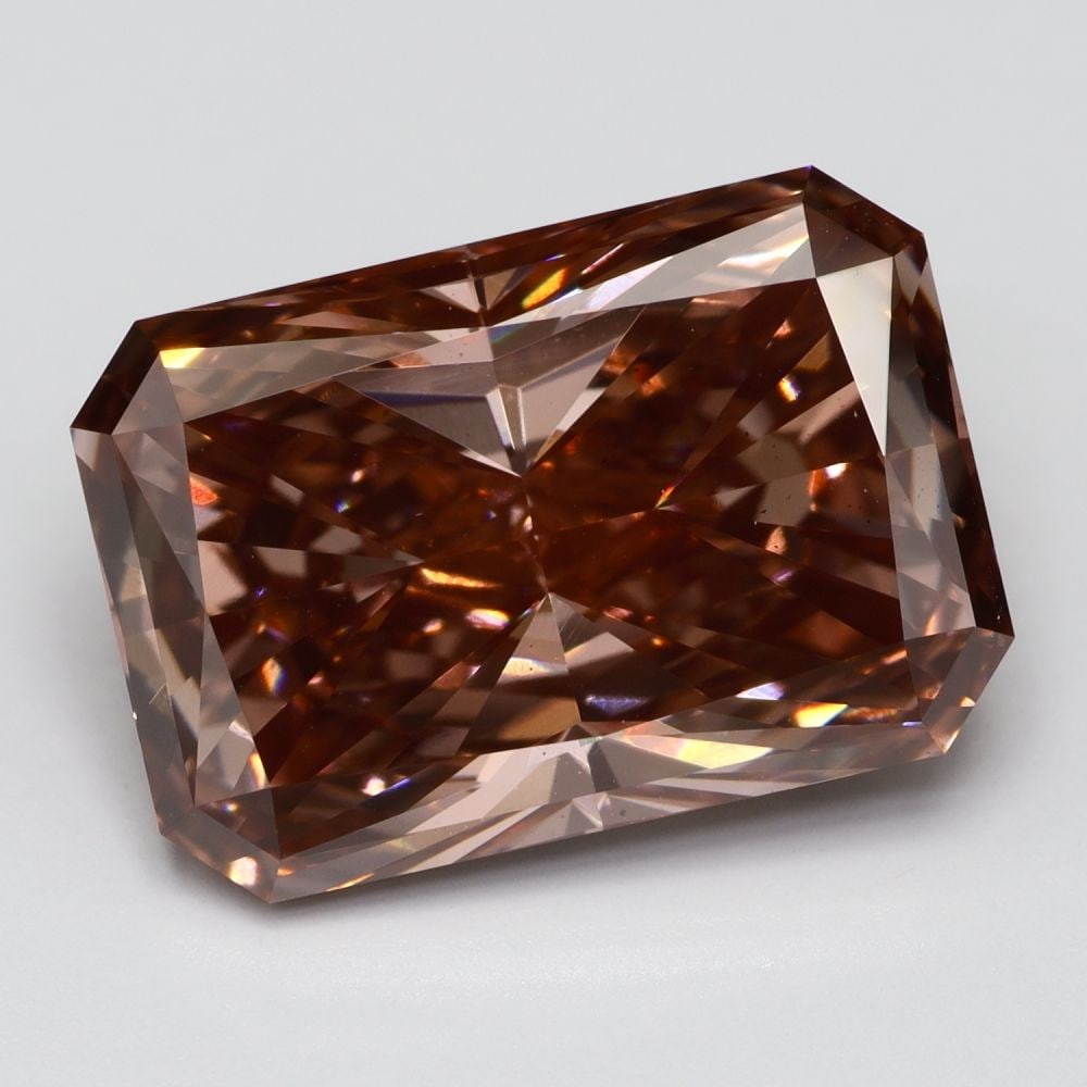 Loose Diamond - RADIANT 5.03ct Fancy Vivid Brownish Brown VS1: Loose Diamond - RADIANT 5.03ct Fancy Vivid Brownish Brown VS1 Source: This is a real non-mined Diamond that has been grown in a lab Shape: RADIANT Carats: 5.03 Color: Fancy Vivid Brownish Brown Certif