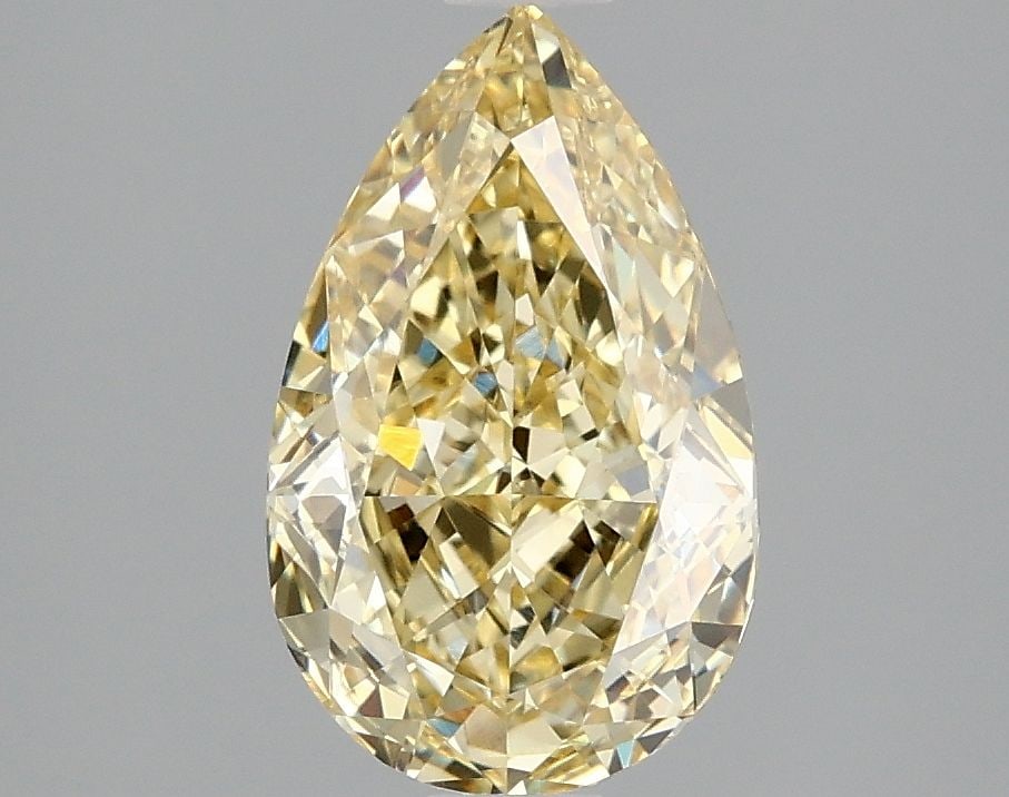 Loose Diamond - PEAR 2.11ct Fancy Intense Yellow VS1: Loose Diamond - PEAR 2.11ct Fancy Intense Yellow VS1 Source: This is a real non-mined Diamond that has been grown in a lab Shape: PEAR Carats: 2.11 Color: Fancy Intense Yellow Certification: IGI Video