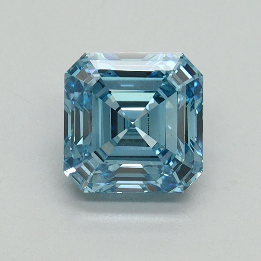 Loose Diamond - ASSCHER 1.32ct Fancy Vivid Blue SI1: Loose Diamond - ASSCHER 1.32ct Fancy Vivid Blue SI1 Source: This is a real non-mined Diamond that has been grown in a lab Shape: ASSCHER Carats: 1.32 Color: Fancy Vivid Blue Certification: IGI Video: