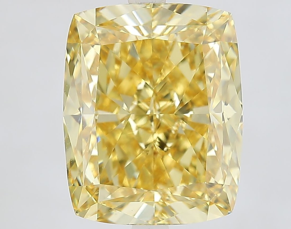 Loose Diamond - CUSHION MODIFIED 10.33ct Fancy Intense Yellow VVS2: Loose Diamond - CUSHION MODIFIED 10.33ct Fancy Intense Yellow VVS2 Source: This is a real non-mined Diamond that has been grown in a lab Shape: CUSHION MODIFIED Carats: 10.33 Color: Fancy Intense Yell