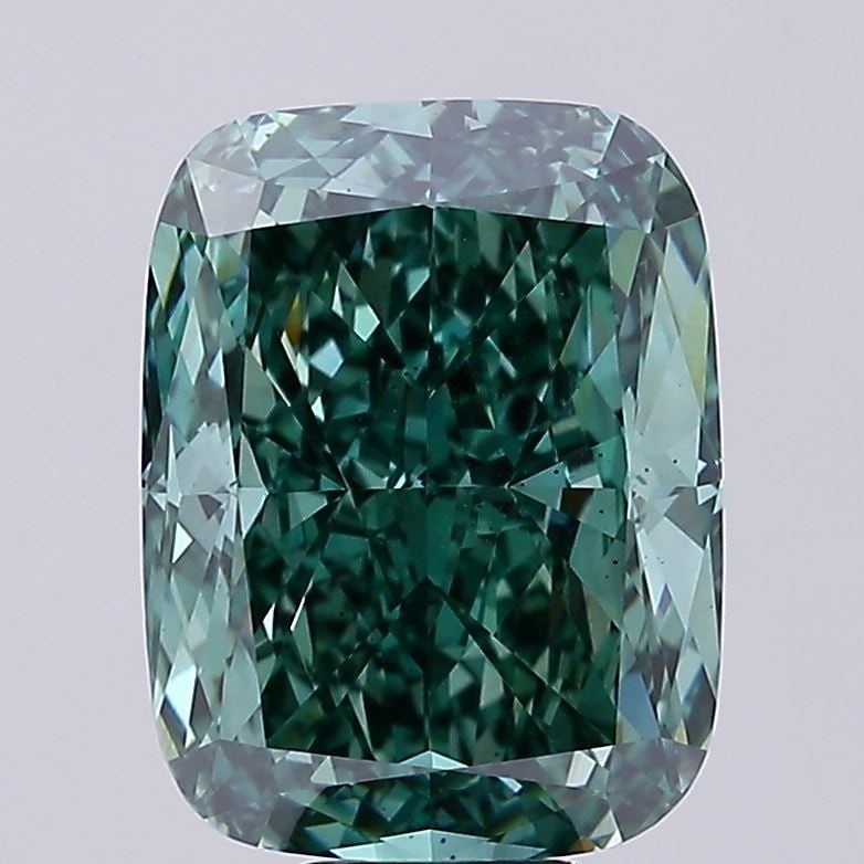 Loose Diamond - CUSHION BRILLIANT 10.52ct Fancy Vivid Green VS2 (1 of 1)