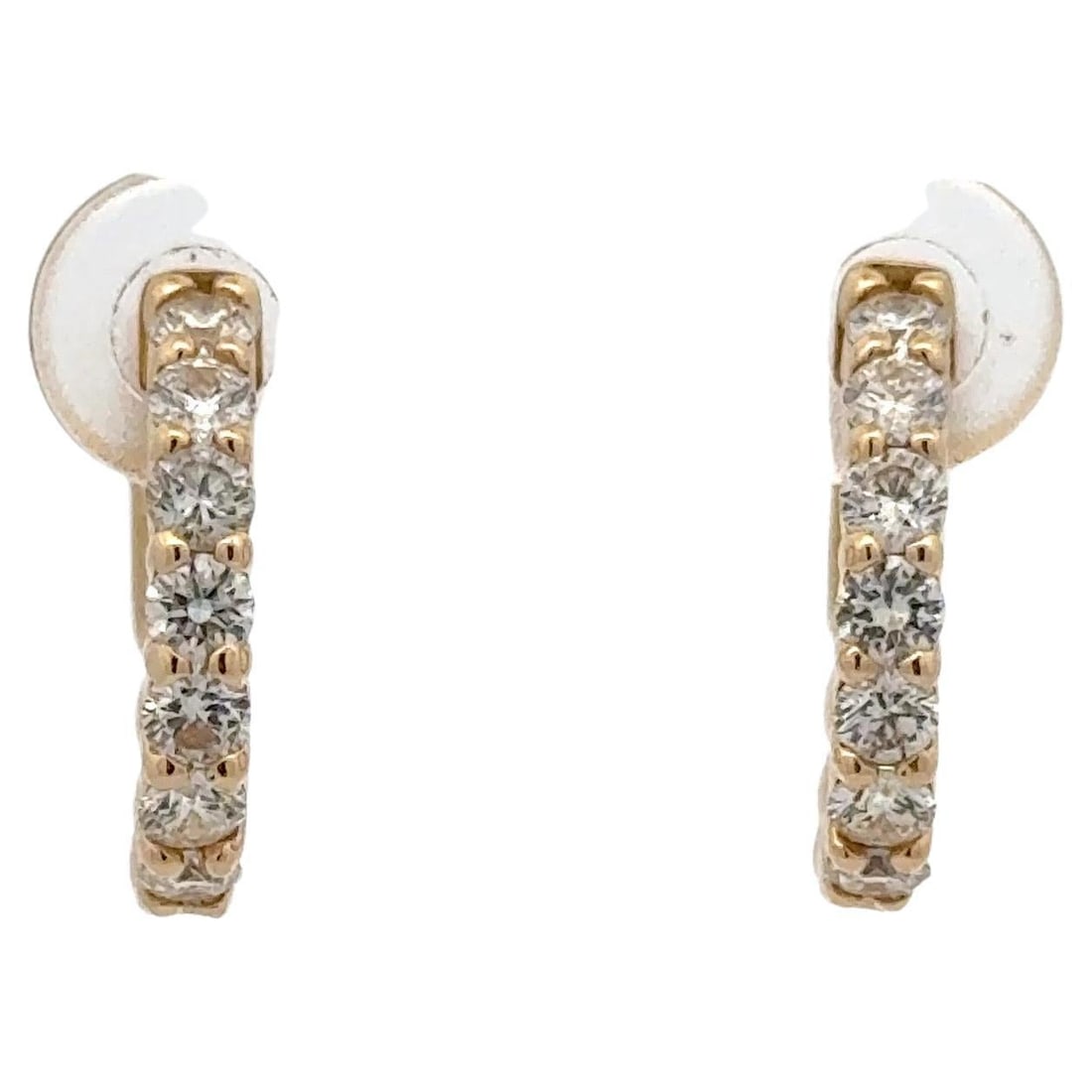 Harbor Diamonds 14K Yellow Gold Diamond Hoop Huggie Earrings 0.88ct Contemporary (1 of 10)