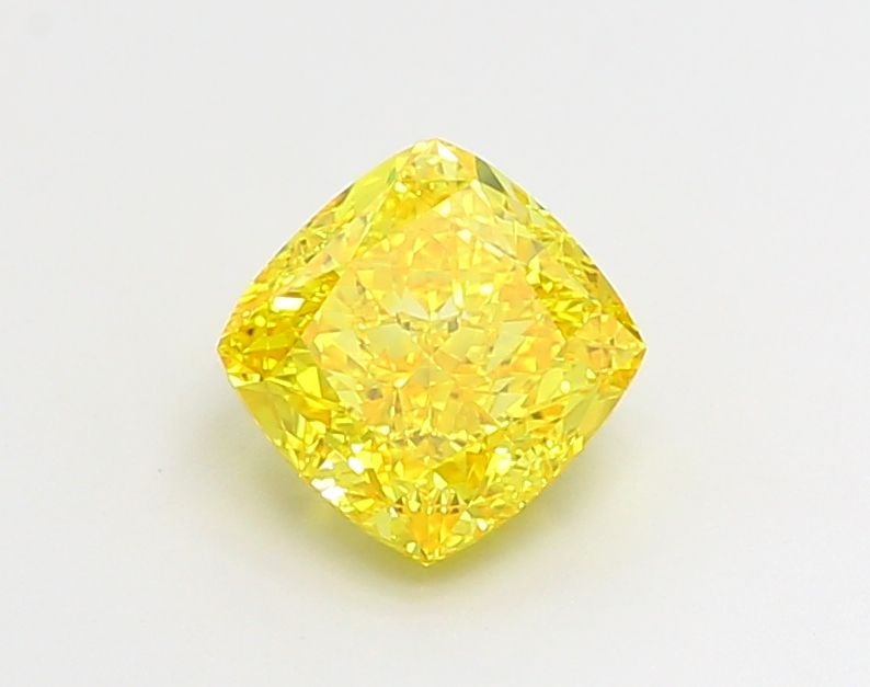 Loose Diamond - CUSHION MODIFIED 2.1ct Fancy Vivid Yellow VVS1: Loose Diamond - CUSHION MODIFIED 2.1ct Fancy Vivid Yellow VVS1 Source: This is a real non-mined Diamond that has been grown in a lab Shape: CUSHION MODIFIED Carats: 2.1 Color: Fancy Vivid Yellow Certi