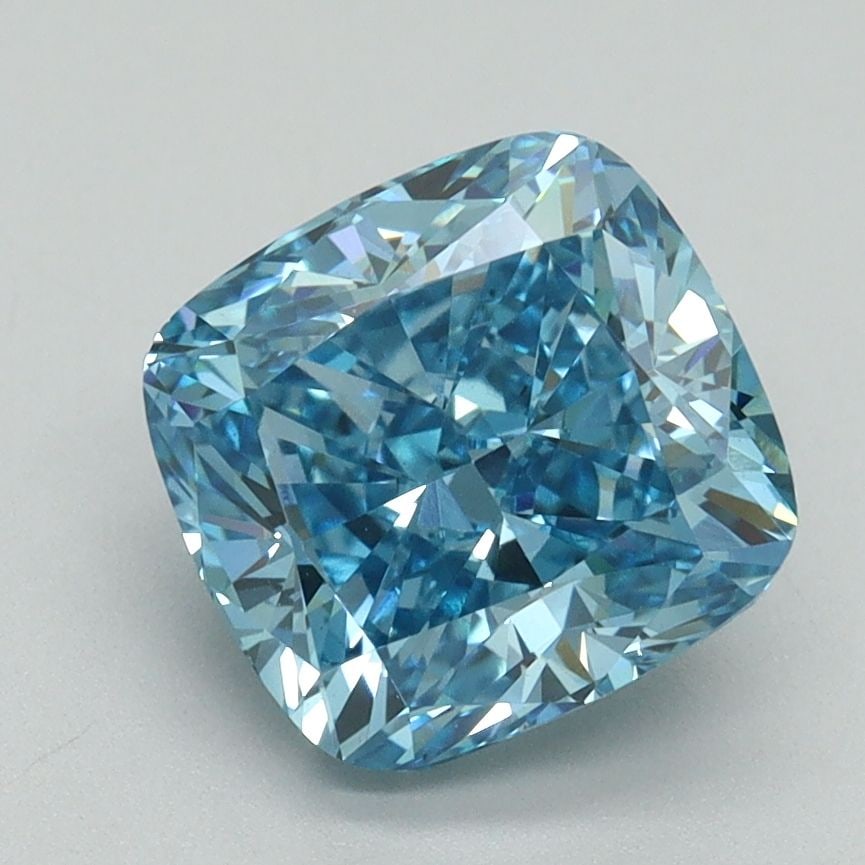 Loose Diamond - CUSHION BRILLIANT 2.51ct Fancy Vivid Blue VS1: Loose Diamond - CUSHION BRILLIANT 2.51ct Fancy Vivid Blue VS1 Source: This is a real non-mined Diamond that has been grown in a lab Shape: CUSHION BRILLIANT Carats: 2.51 Color: Fancy Vivid Blue Certif